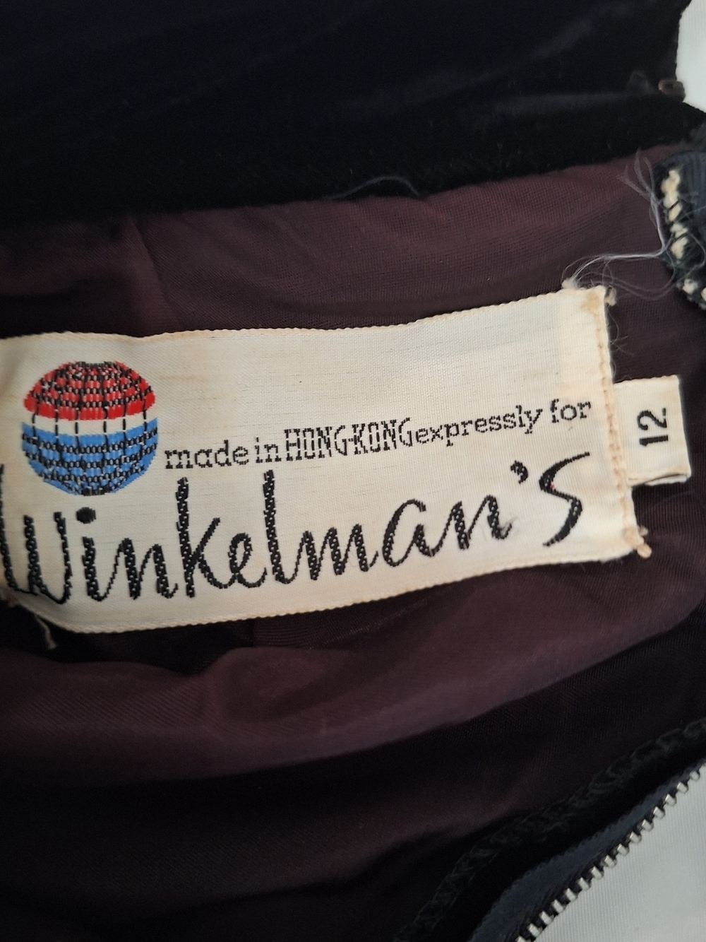 Winkelman's VTG Velvet with Pearl Kneck Line Black Long Sleeve Women's Dress 12 - Picture 5 of 8